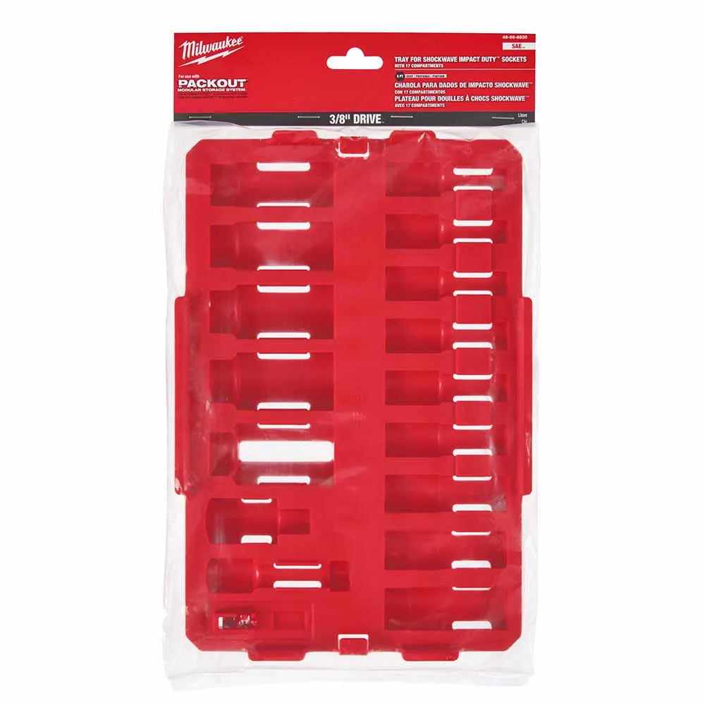 Milwaukee 49-66-6830 Shockwave Impact Duty Socket 3/8" Drive 17-Piece SAE Tray Only