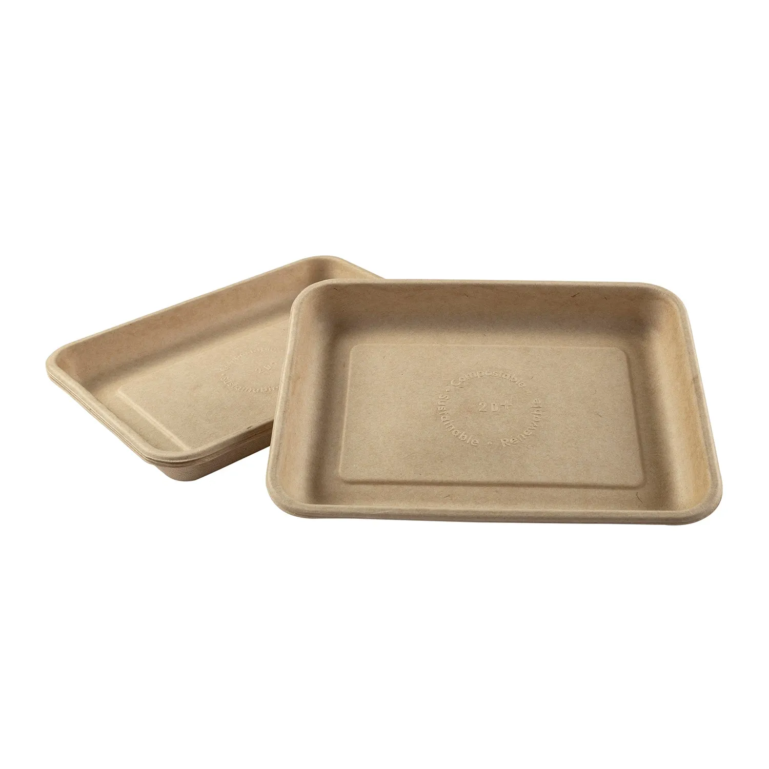 No PFAS added 8.9" x 6.5" x 1" Molded Fiber Mini Trays, Case of 500