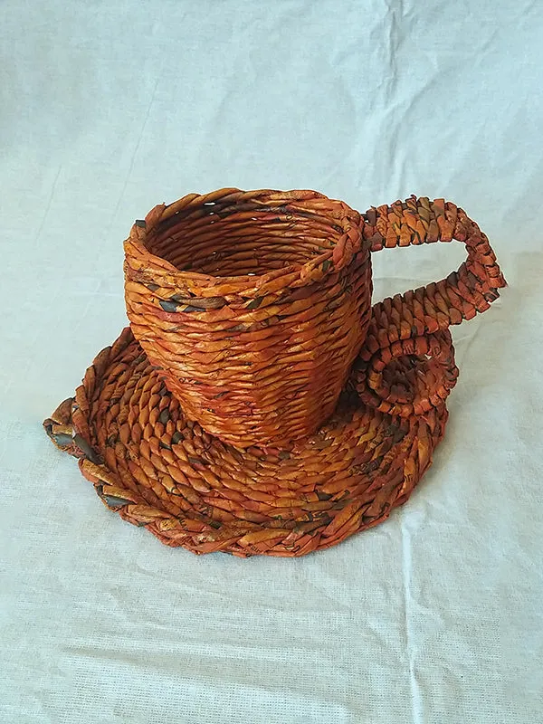 Paper Weaved Cup Planter Orange