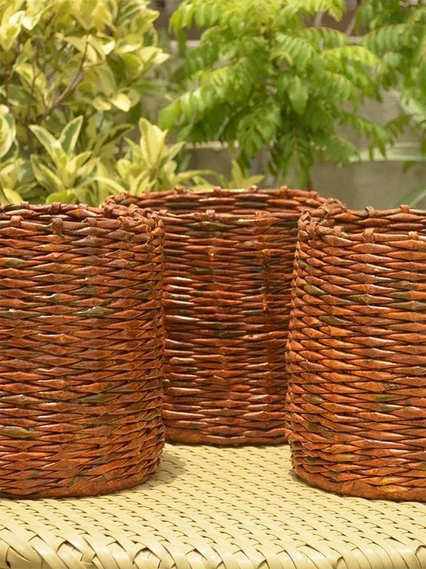 Paper Weaved Planter Brown