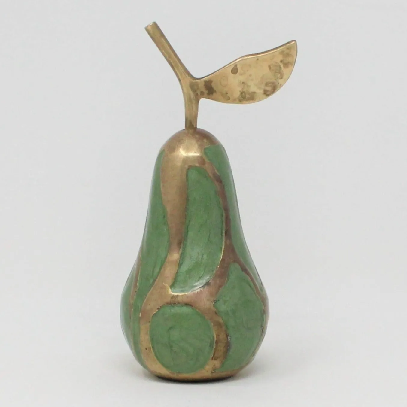 Paperweight, Pear, Brass Enamel Cloisonné, Vintage, SOLD