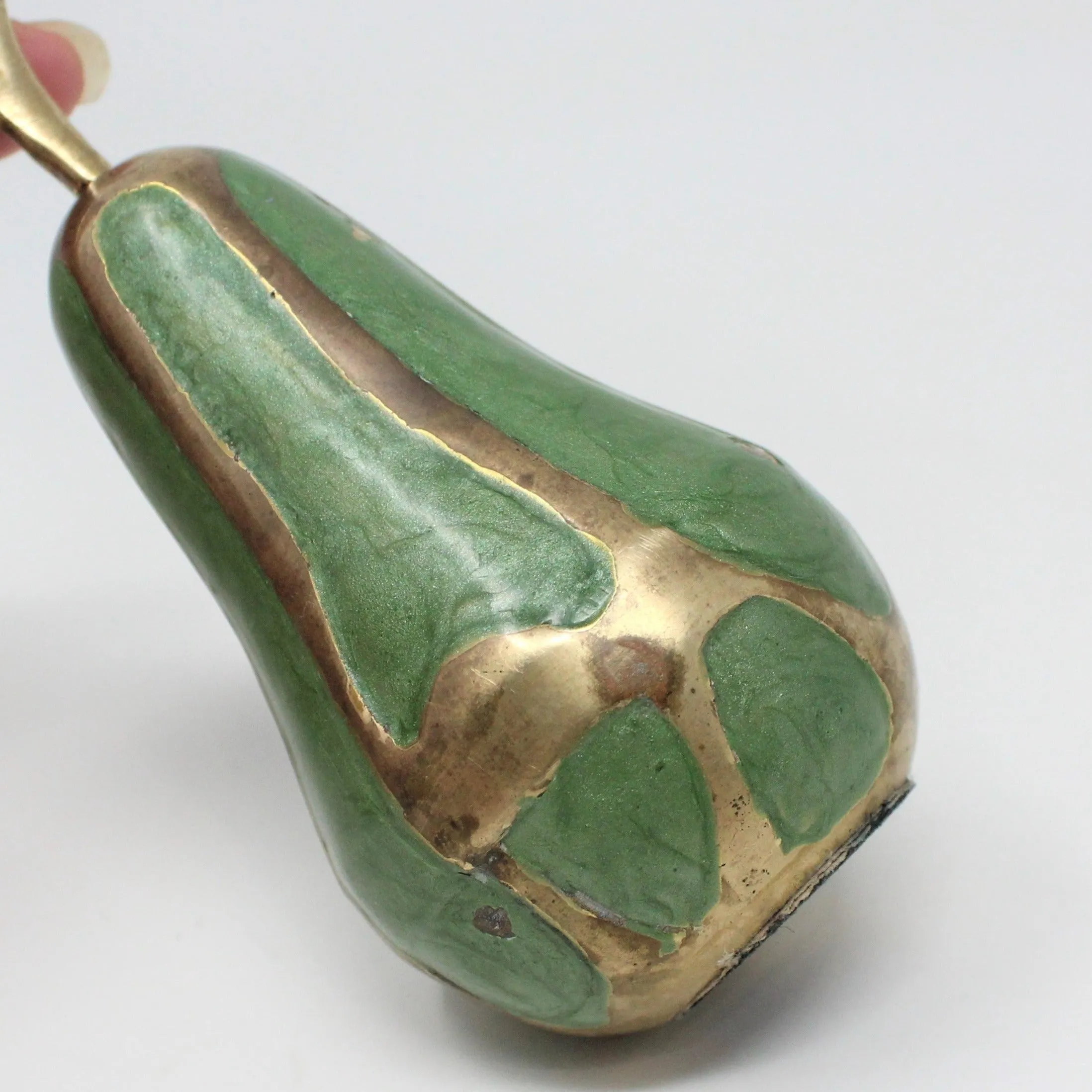 Paperweight, Pear, Brass Enamel Cloisonné, Vintage, SOLD