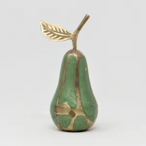 Paperweight, Pear, Brass Enamel Cloisonné, Vintage, SOLD