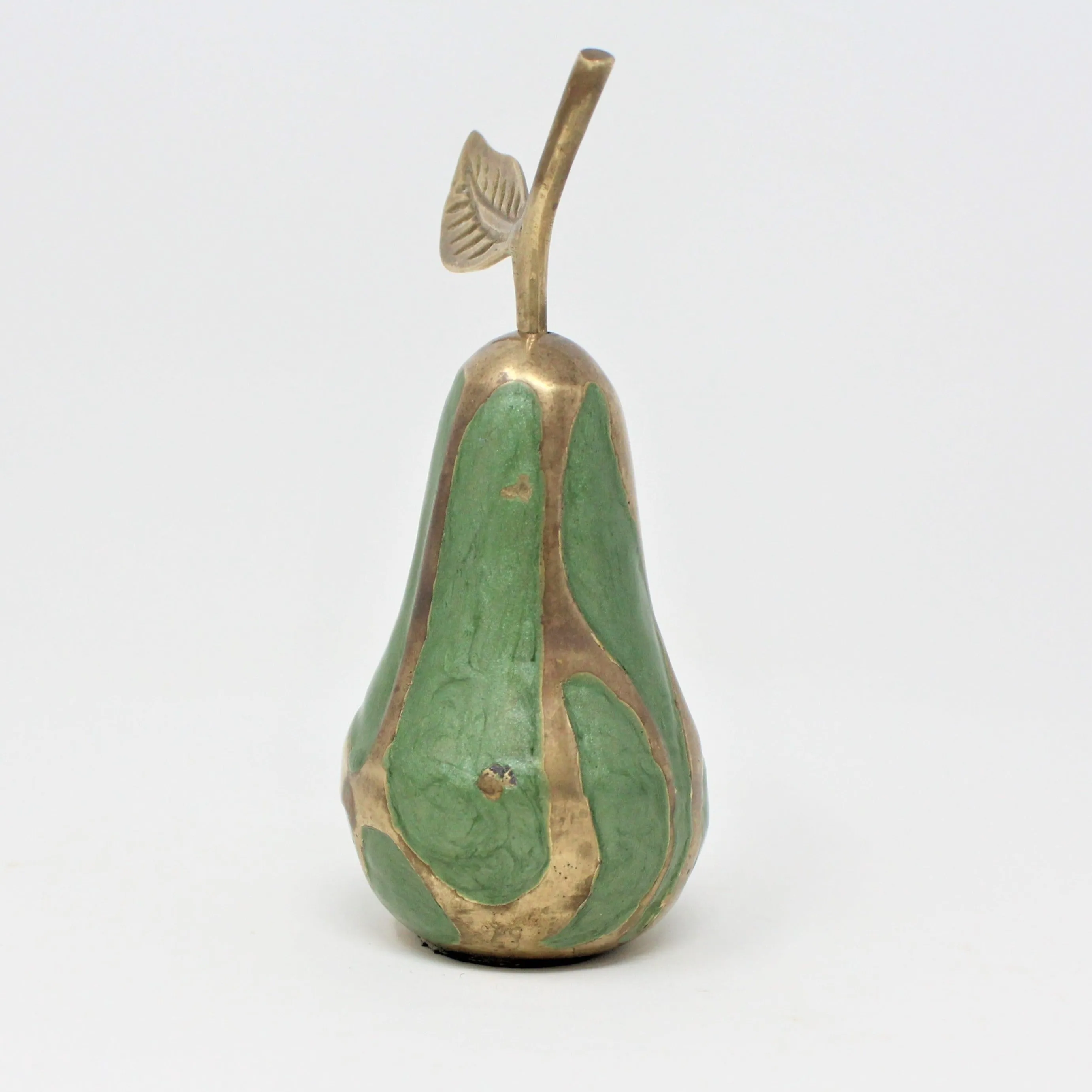 Paperweight, Pear, Brass Enamel Cloisonné, Vintage, SOLD