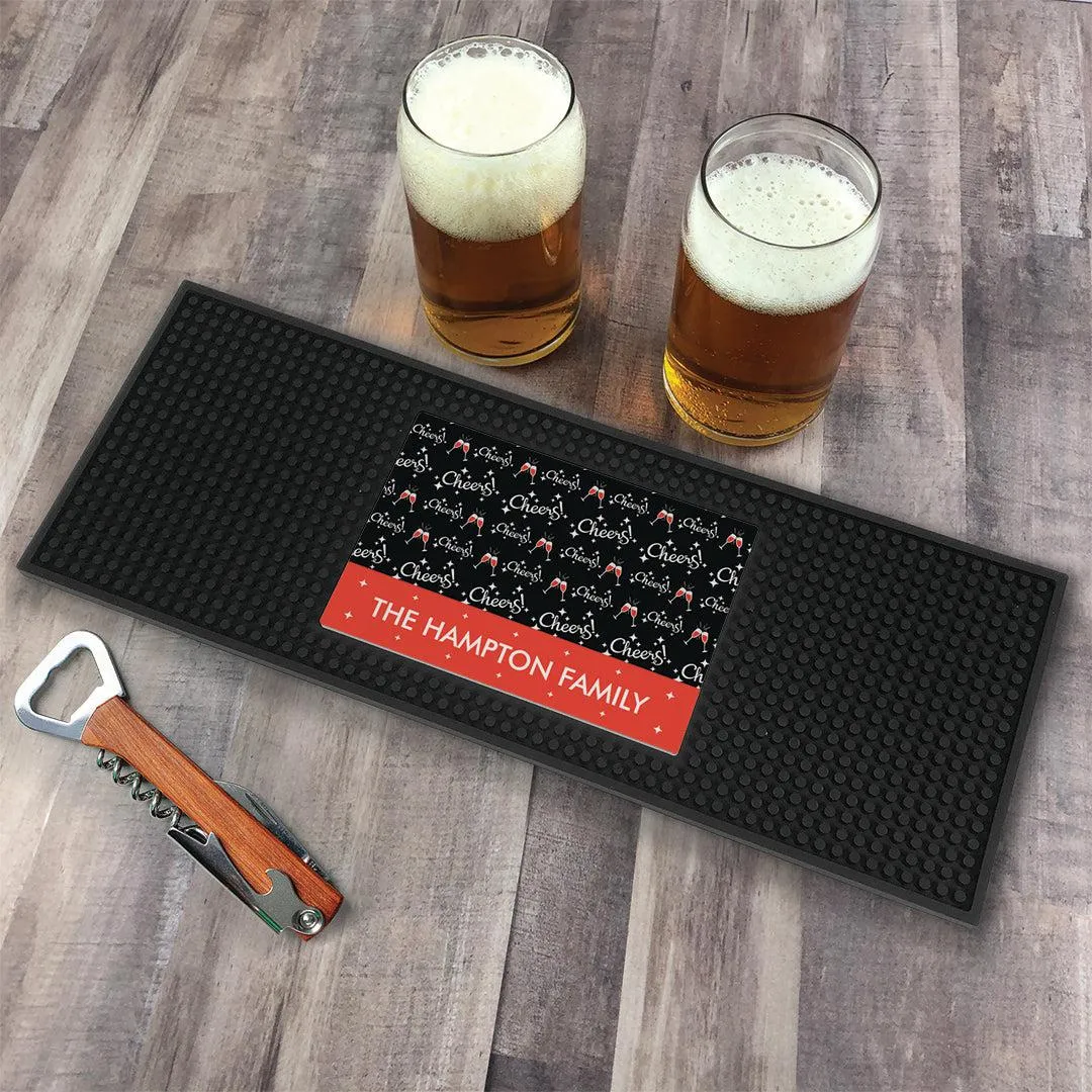Personalized Christmas Cheers Bar Mat