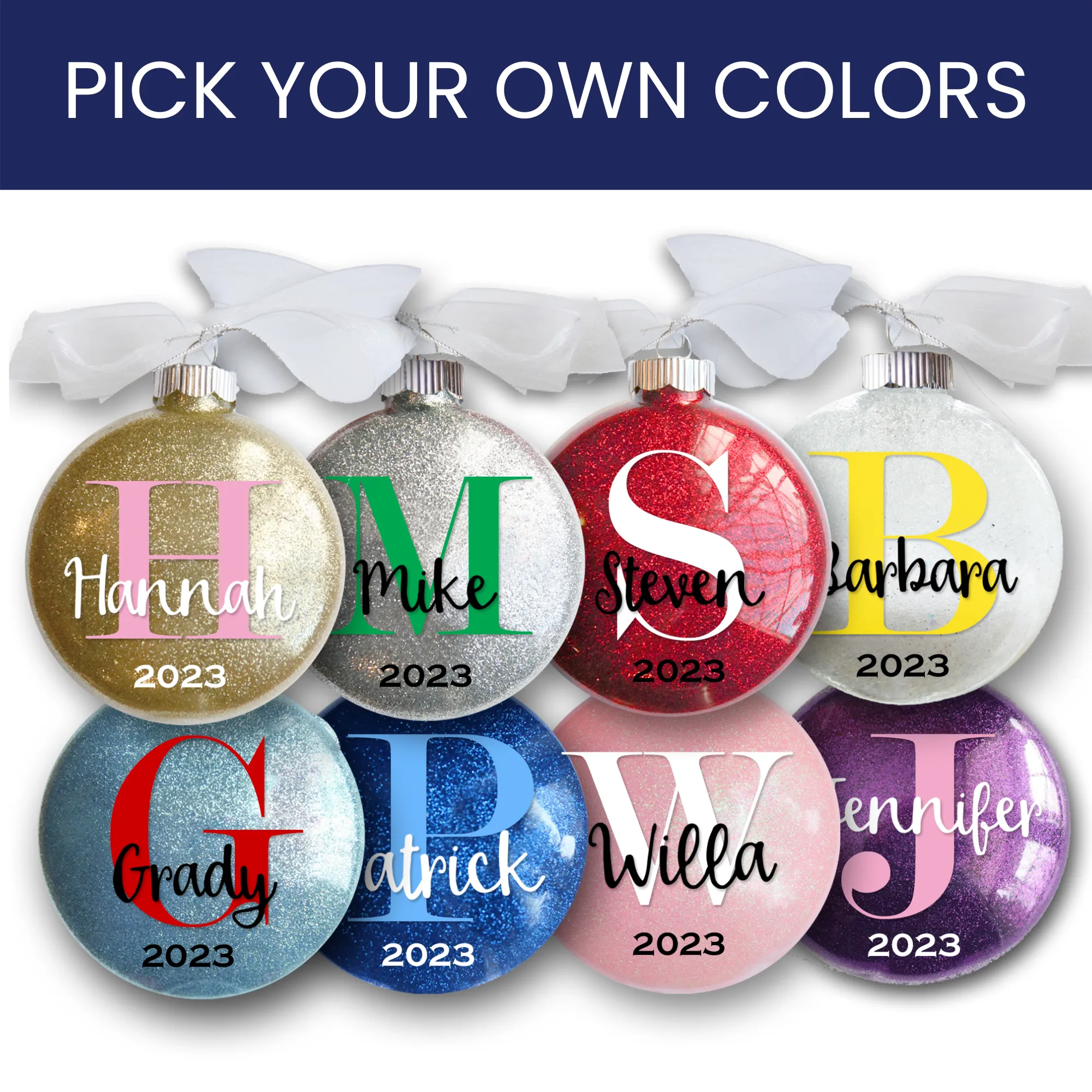 Personalized Monogram Glitter Christmas Ornament