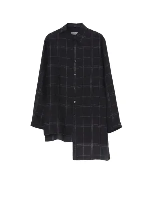 PIECE UNIQUE/AOYAMA4 PLAID UNBALANCED BLOUSE