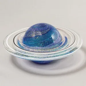 Planetary Rings of Saturn Handblown Glass Paperweight by Glass Eye Studio