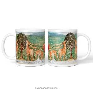 Pre-Raphaelite Fine Art Mug, Edward Burne-Jones Art, Deer by a Fountain