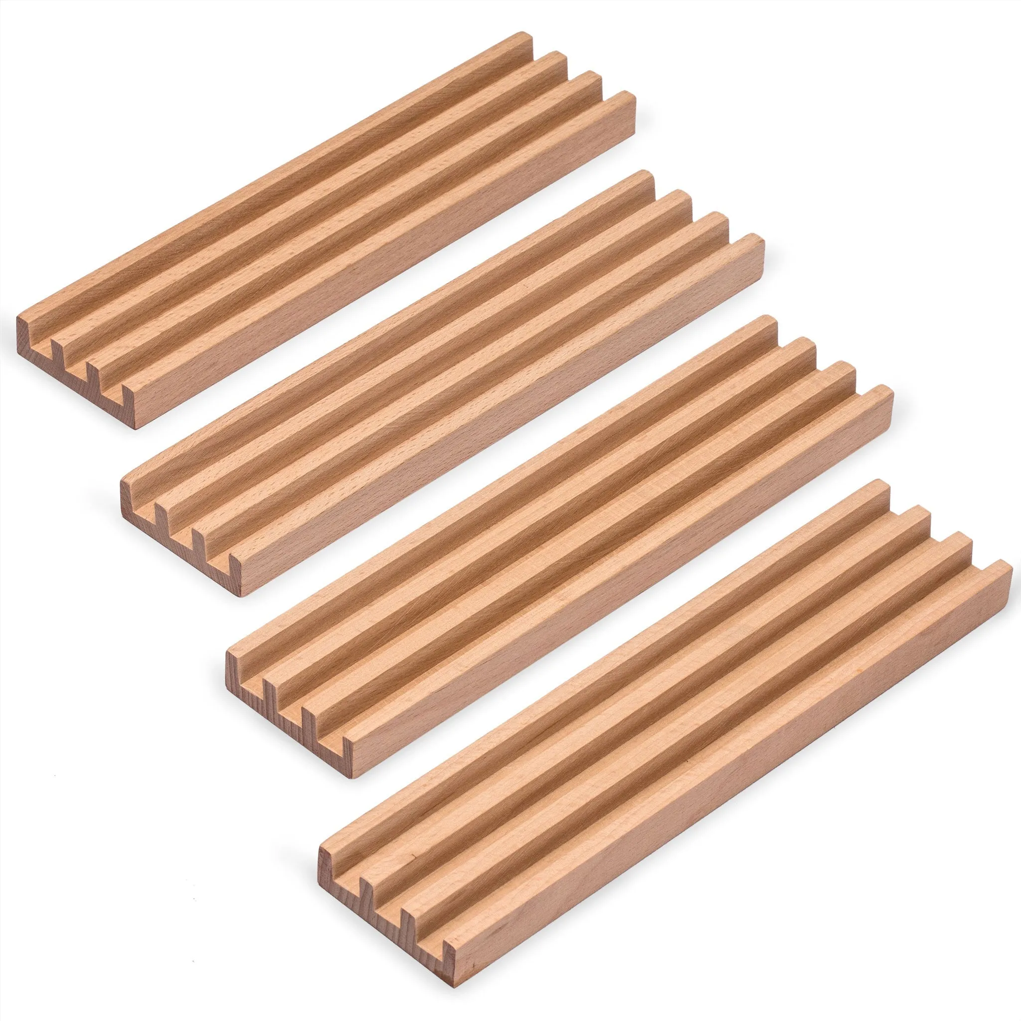 Premium Beechwood Domino Racks/Trays - Set of 4