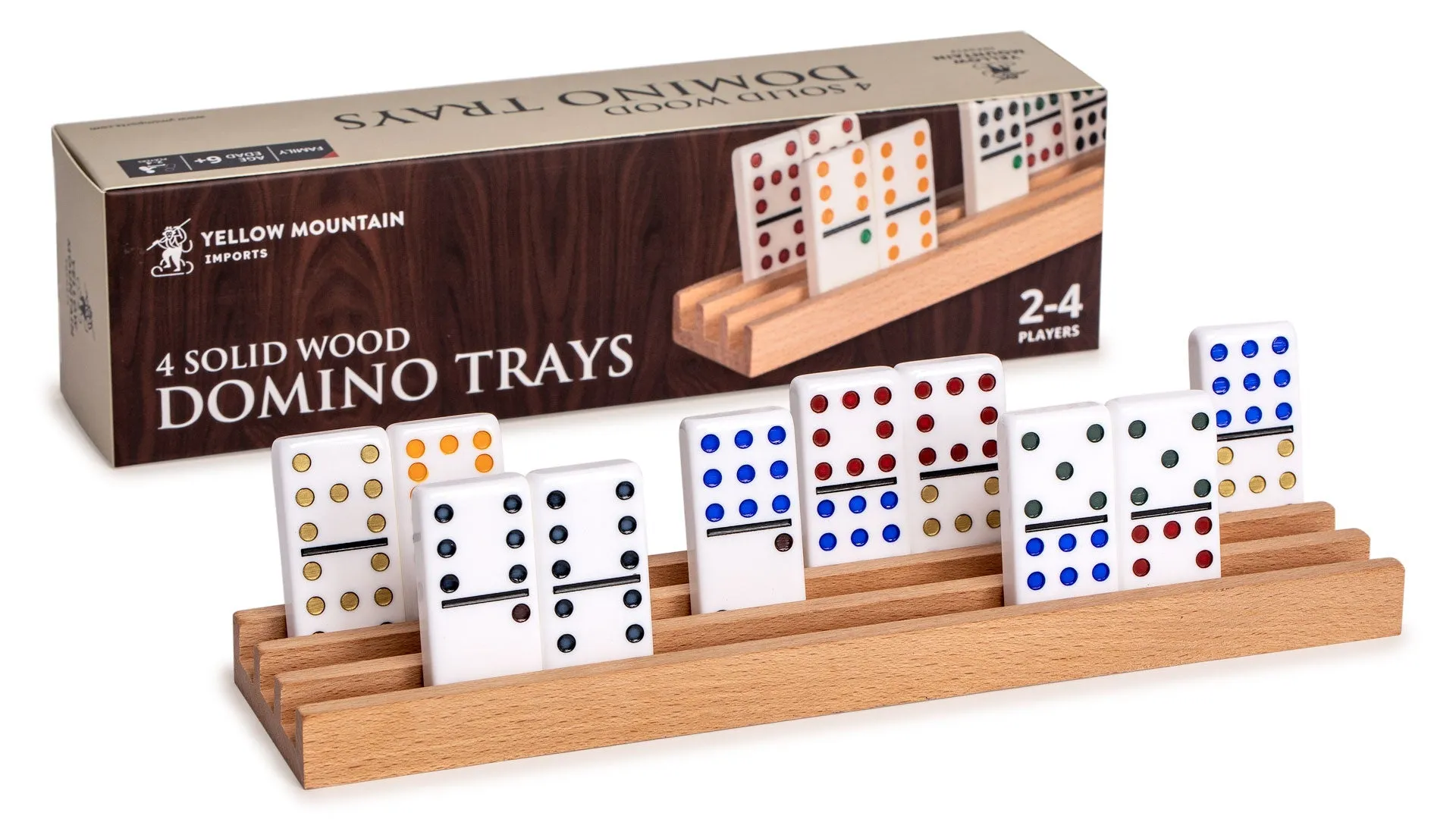 Premium Beechwood Domino Racks/Trays - Set of 4