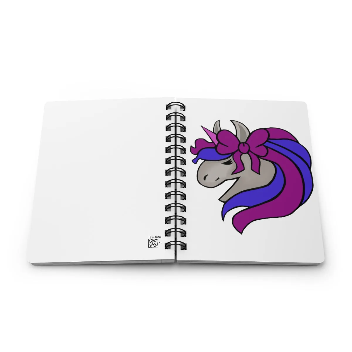 Purple Blue Unicorn Head Spiral Bound Journal