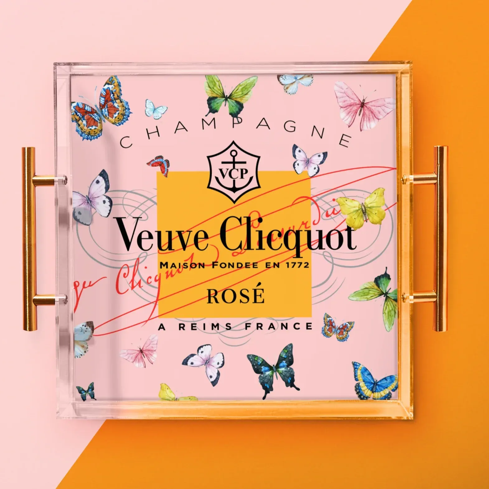 Rose Veuve Butterfly Large Tray