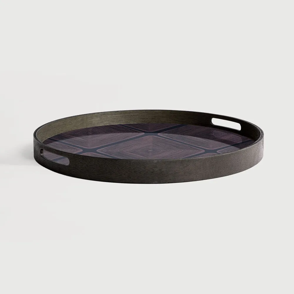 Round Midnight Linear Glass Tray