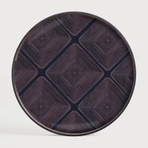 Round Midnight Linear Glass Tray
