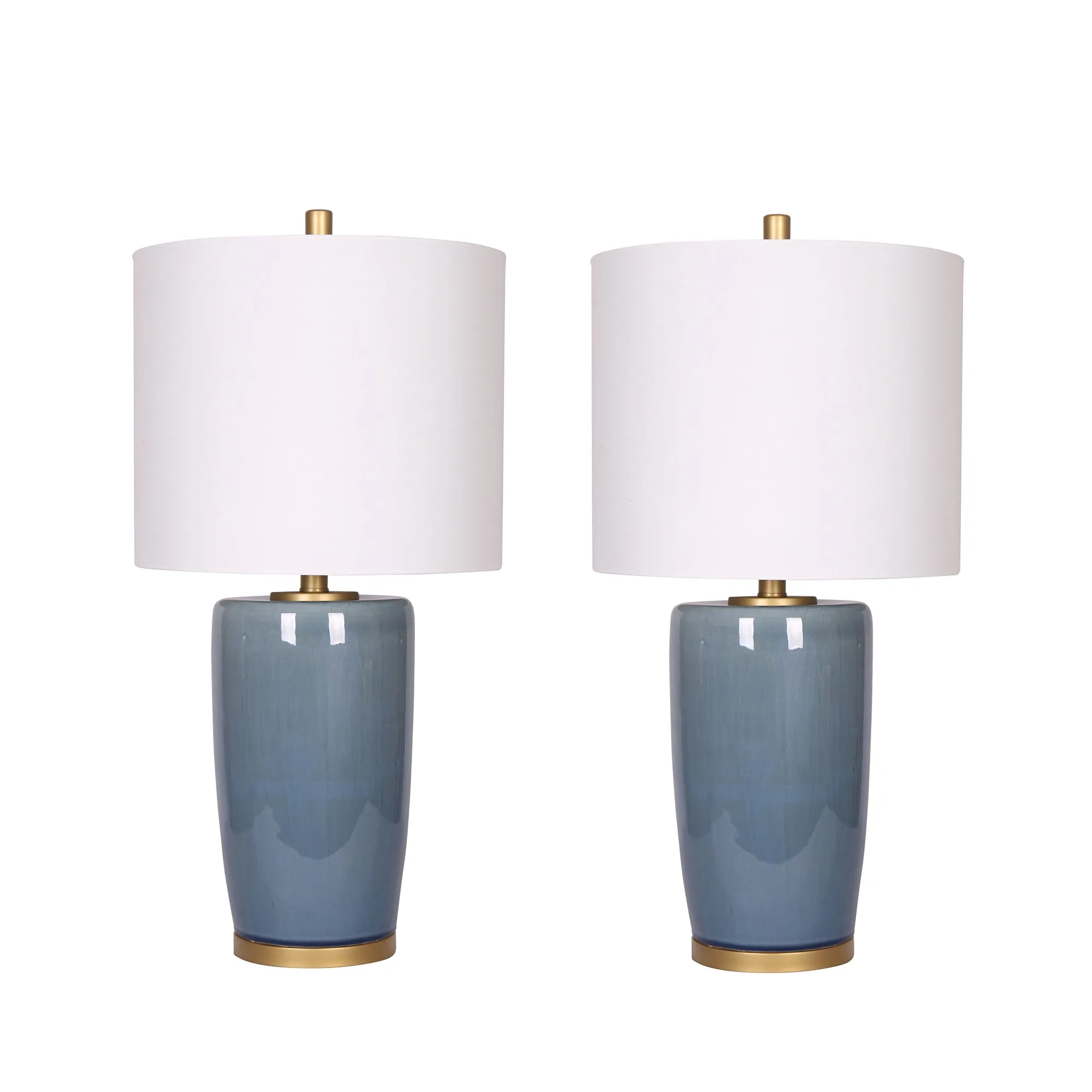 S/2 Ceramic 25" Table Lamps, Blue