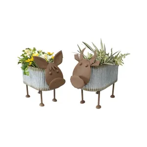 Set of 2 Nested Cow Planters