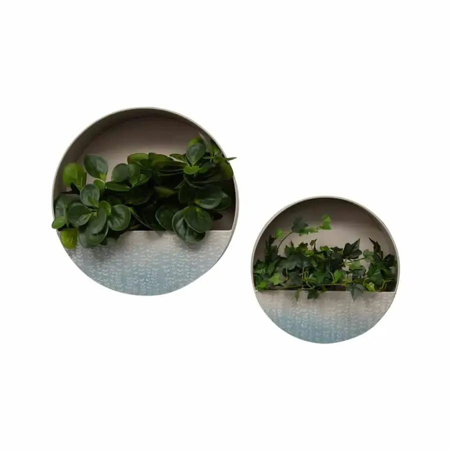 Set of 2 Nested Leaf-Stem Wall Planters