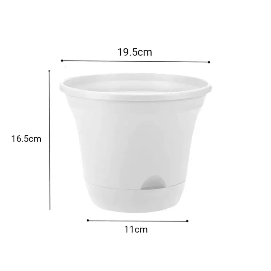 Set of 3 x 19.5 cm White Plastic Self Watering Planter for Indoor or Outdoor