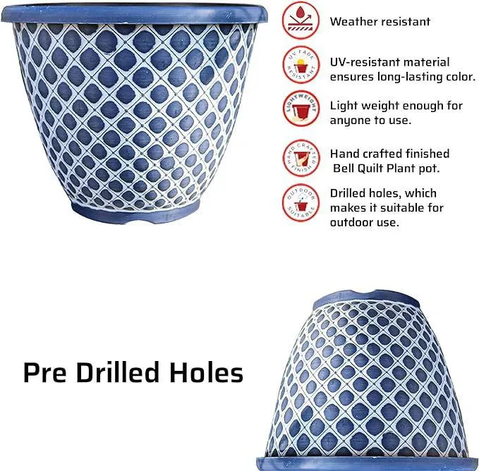 SG Traders Bell Quilt Plant Pots (Pack of 2)
