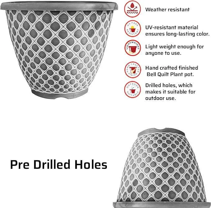 SG Traders Bell Quilt Plant Pots (Pack of 2)