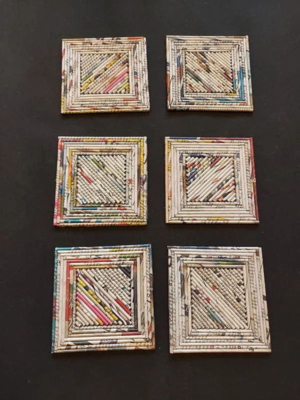 Square Coasters Natural Set Of 6