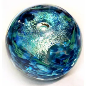 Teal Dichro Glass Paperweight by Glass Rocks Dottie Boscamp