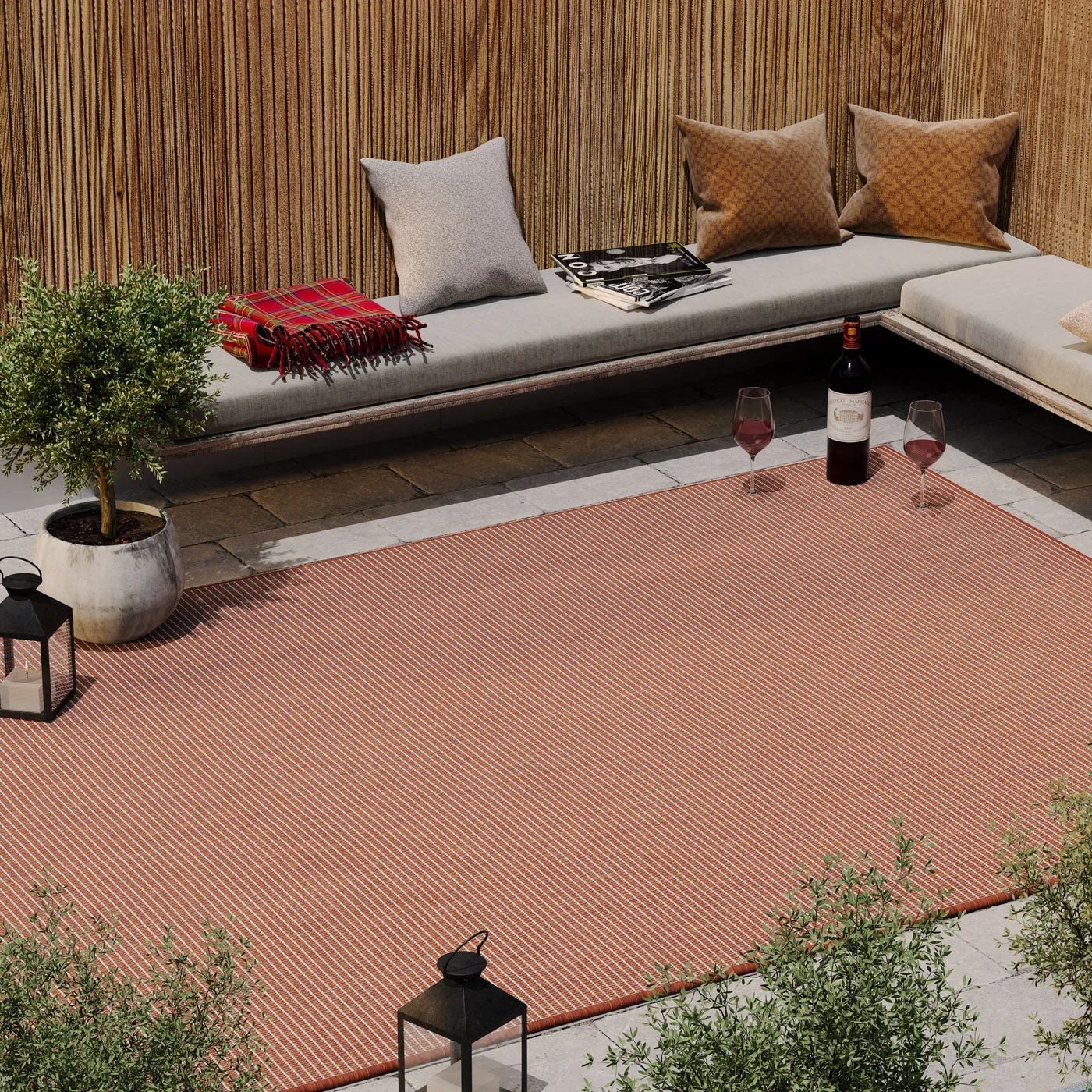 Terracotta Mottled Outdoor Rug