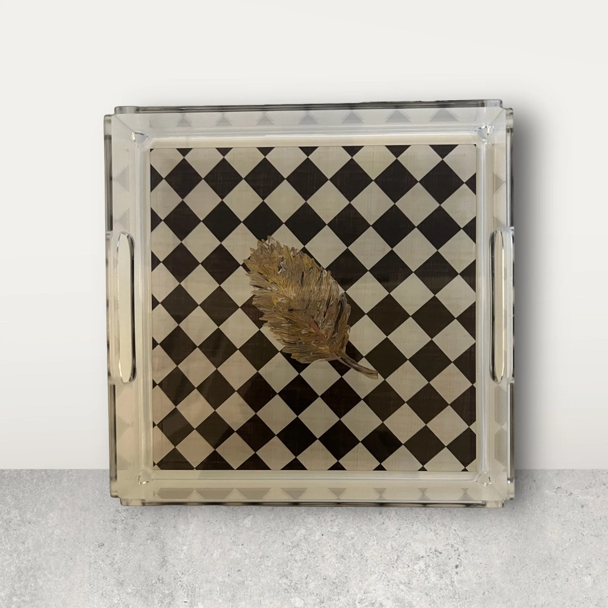 The Golden Leaf Diamond Acrylic Tray
