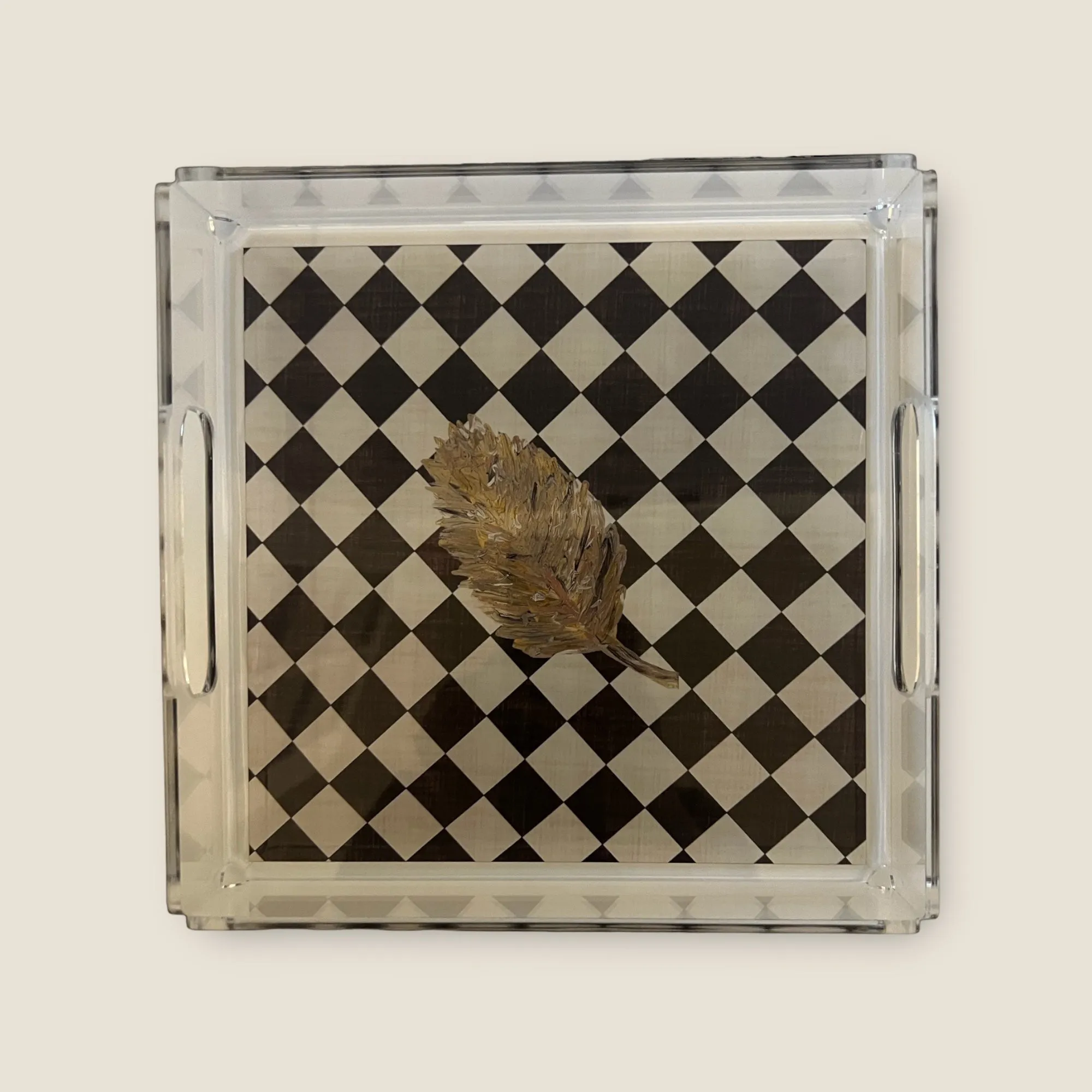 The Golden Leaf Diamond Acrylic Tray