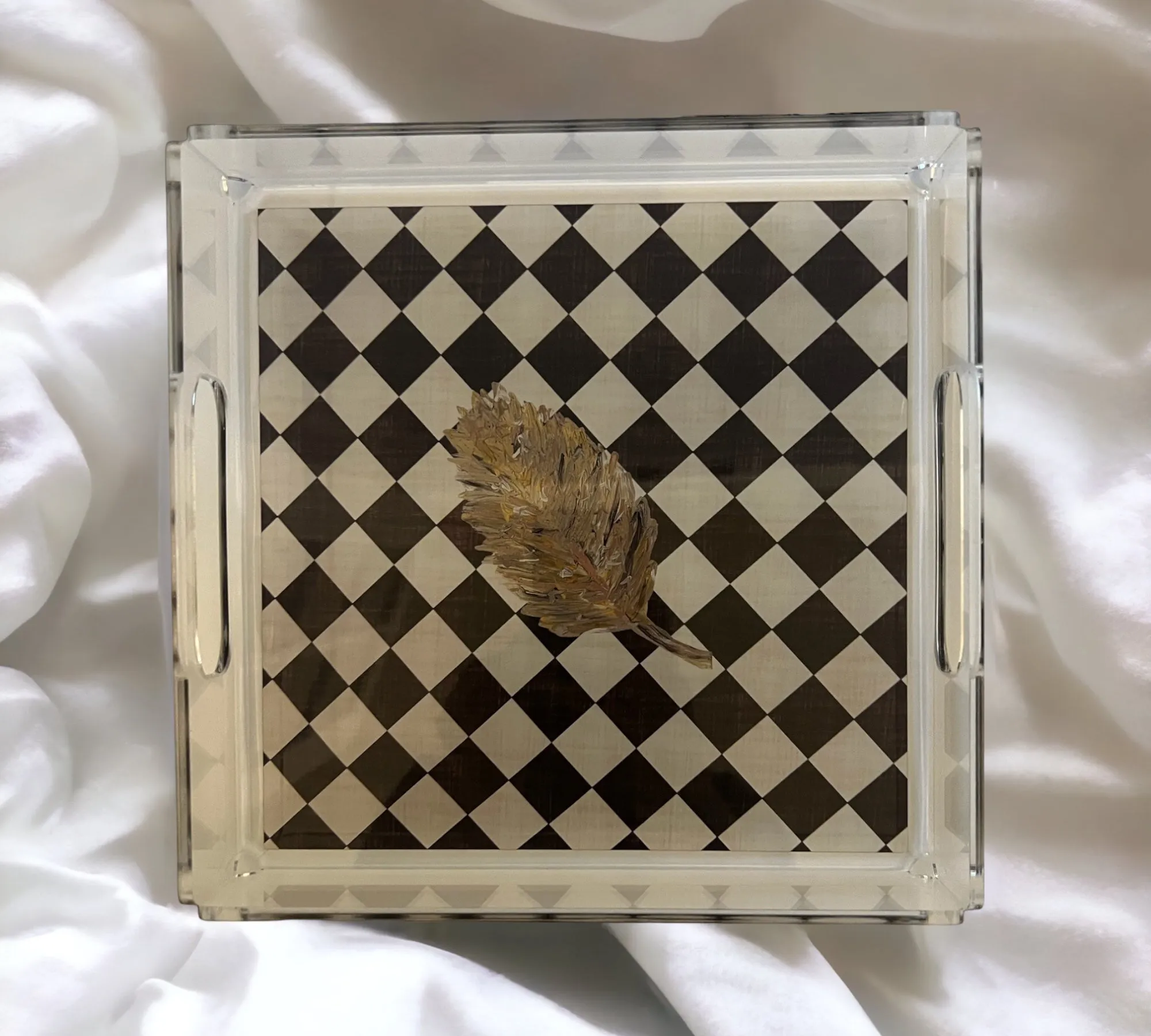The Golden Leaf Diamond Acrylic Tray