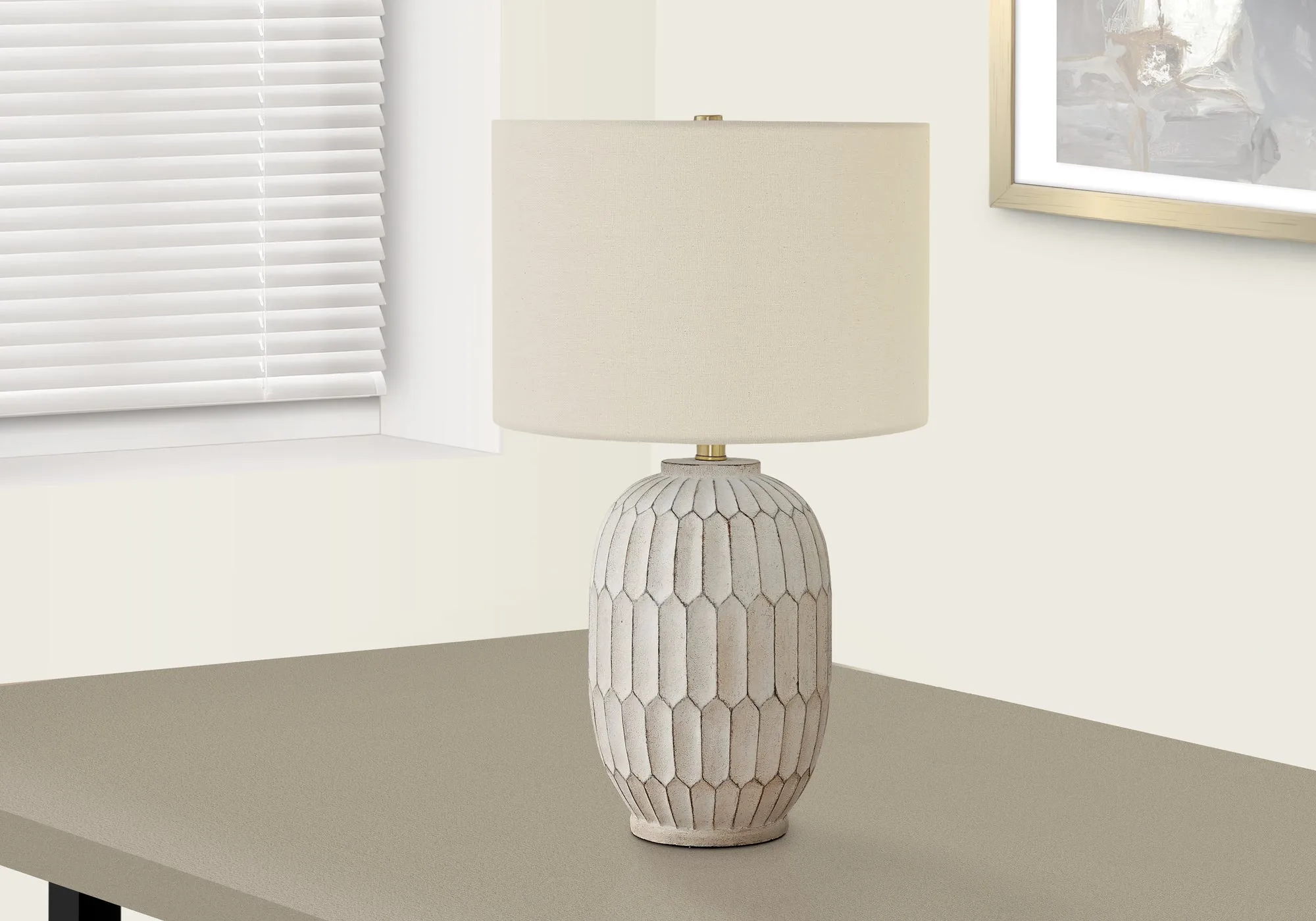 TransiGlow Cream Resin Table Lamp - Illuminate Your Space with Style