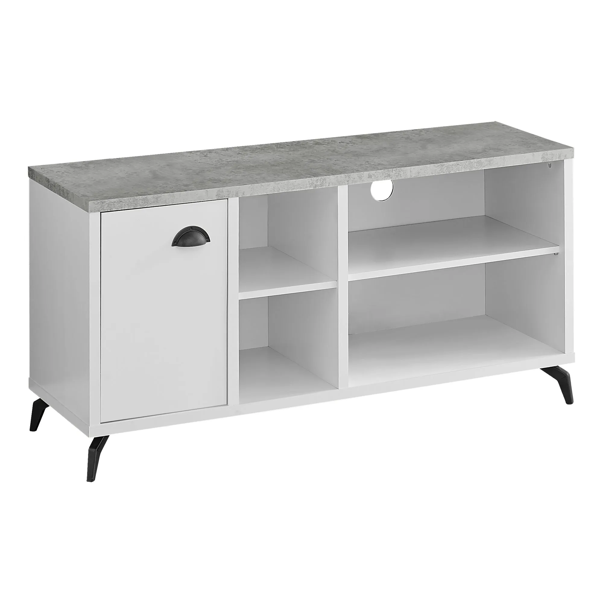 Tv Stand - 48"L / White / Grey Cement-Look Top