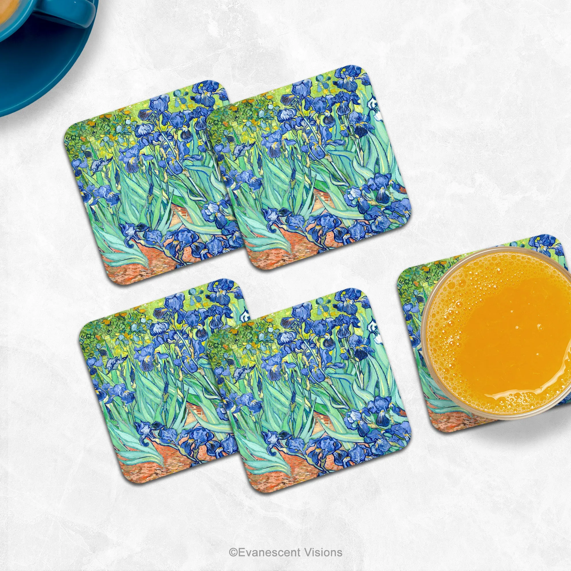Van Gogh Irises Fine Art Drinks Coasters, Set of 4