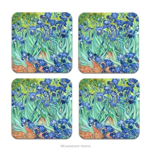 Van Gogh Irises Fine Art Drinks Coasters, Set of 4