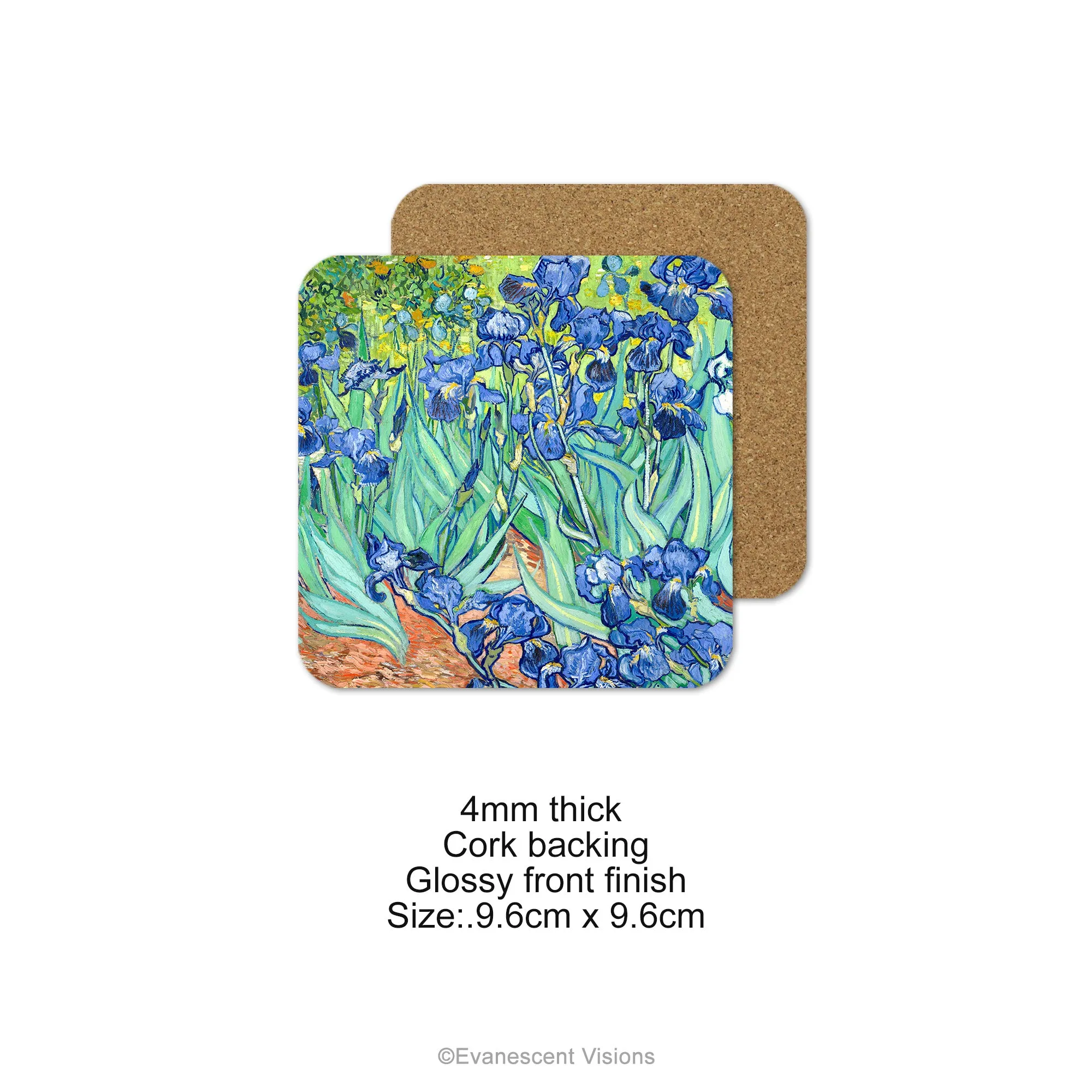 Van Gogh Irises Fine Art Drinks Coasters, Set of 4