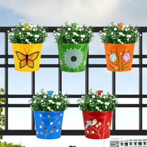 Vibrant Railing Hanging Planters - (Set of 5)